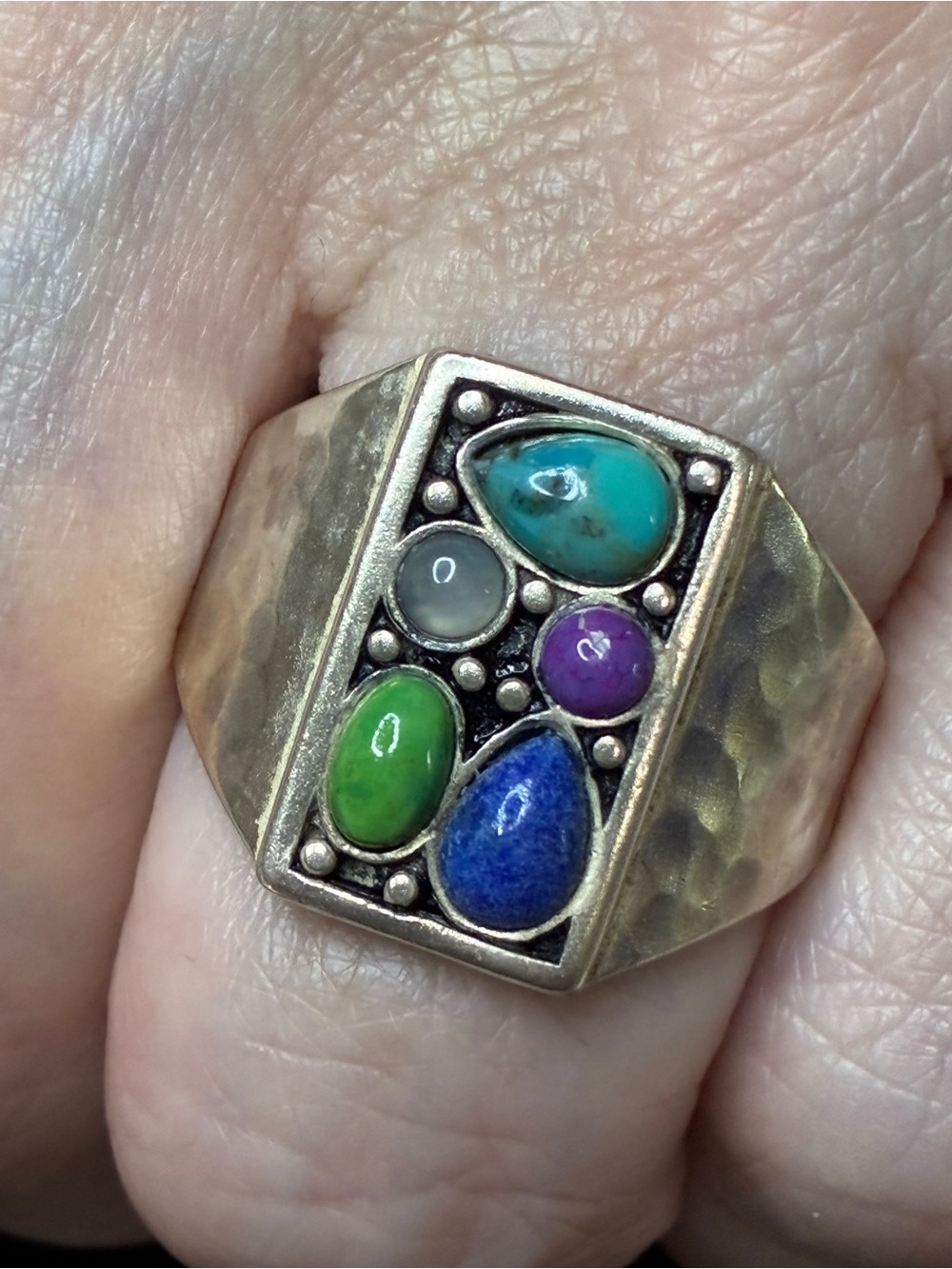 Silpada Multi-Gemstone Sterling Silver  Ring - Turquoise, Blue, Green, Purple, 8